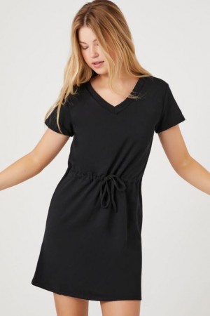 Vestido Forever 21 V Neck Drawstring Mini Mujer Negras | YWWQnSI4NL8