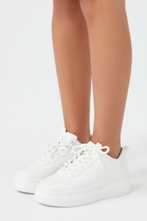 Zapatillas Forever 21 Low Top Platform Mujer Blancas | qSbeoTvkQ3m