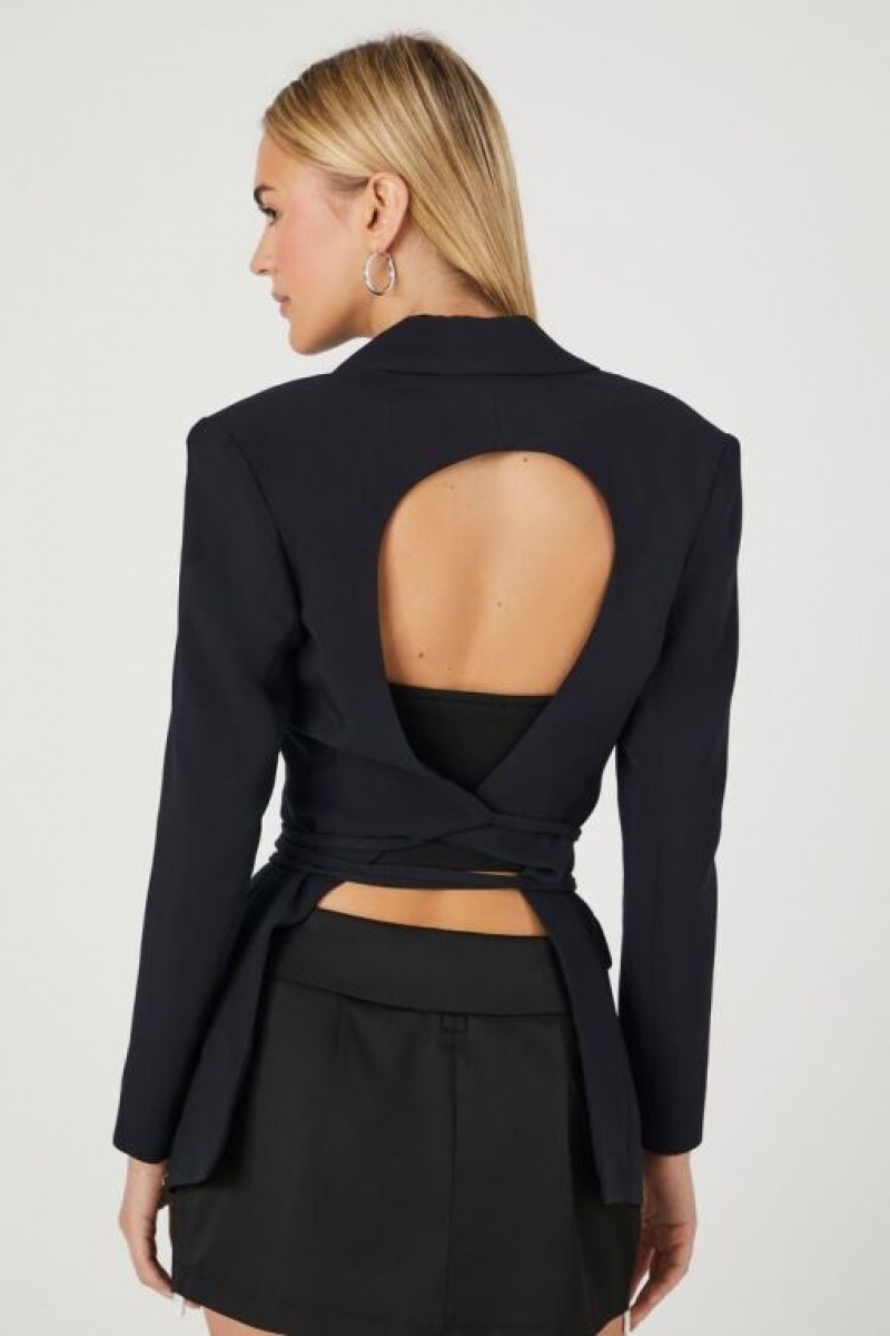 Blazer Forever 21 Belted Cutout Mujer Negras | JqNDugu6y4d