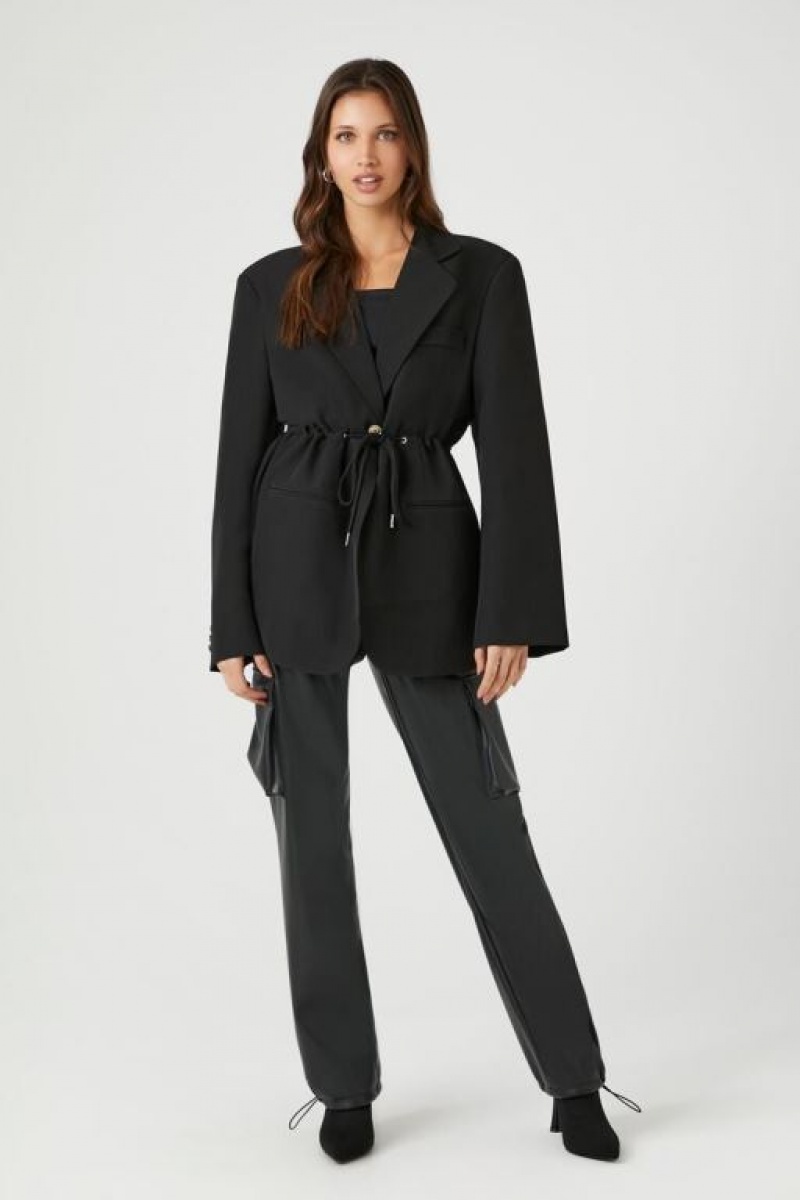 Blazer Forever 21 Belted Single Breasted Mujer Negras | DZarmHMDVoP