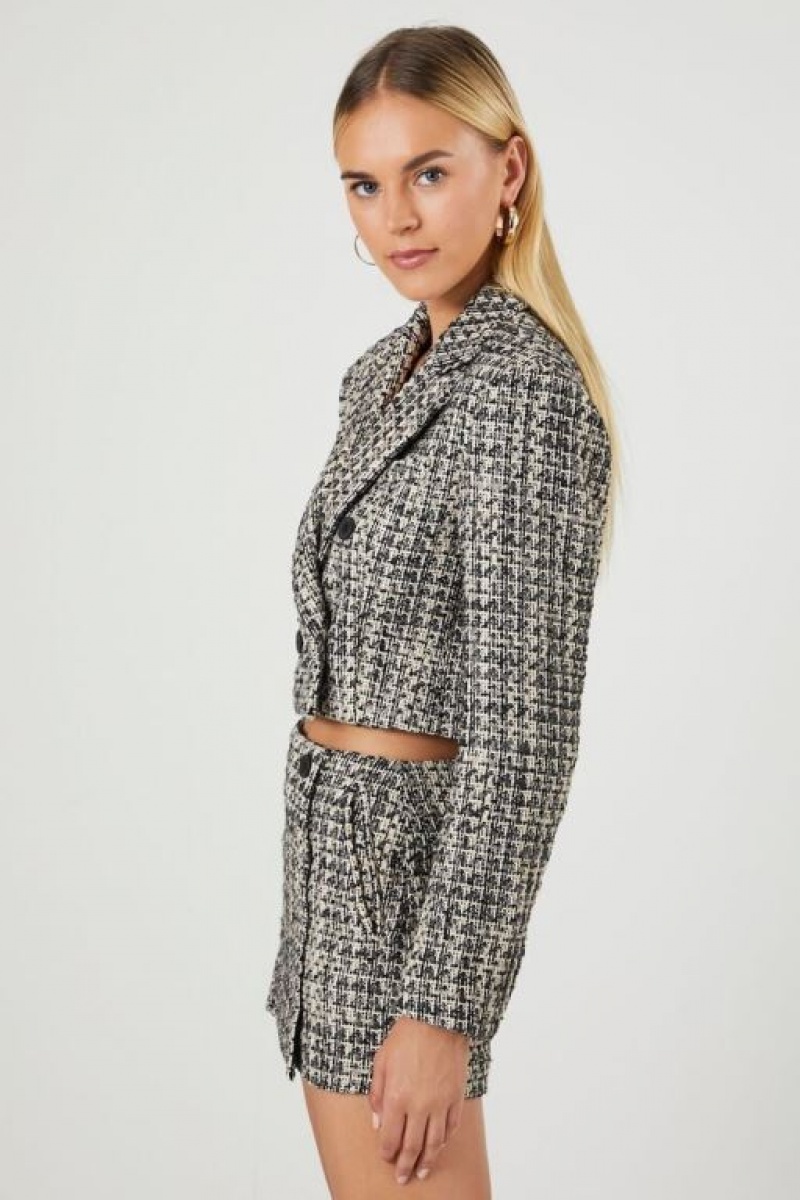 Blazer Forever 21 Cropped Double Breasted Tweed Mujer Negras Multicolor | t5BJPWn8jOd