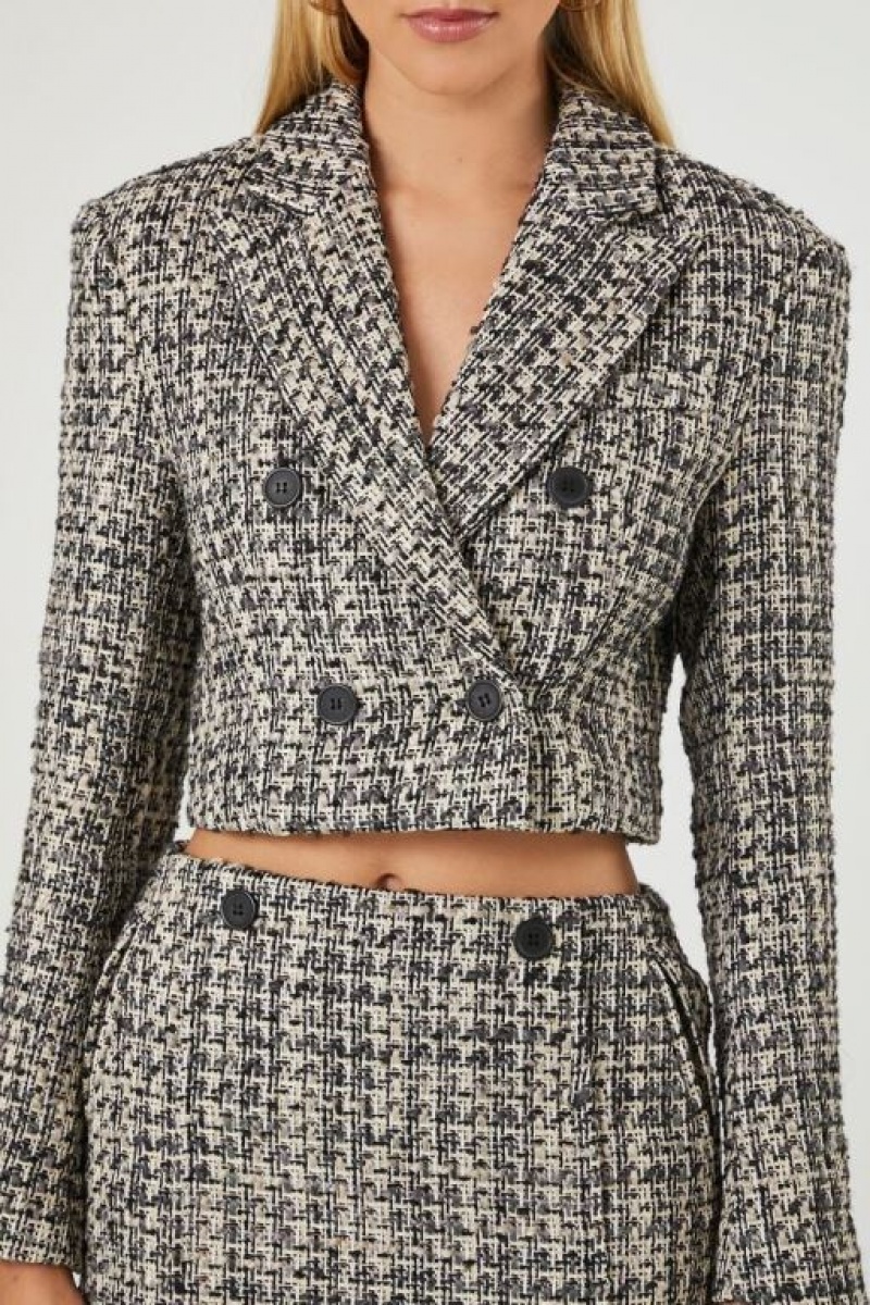 Blazer Forever 21 Cropped Double Breasted Tweed Mujer Negras Multicolor | t5BJPWn8jOd