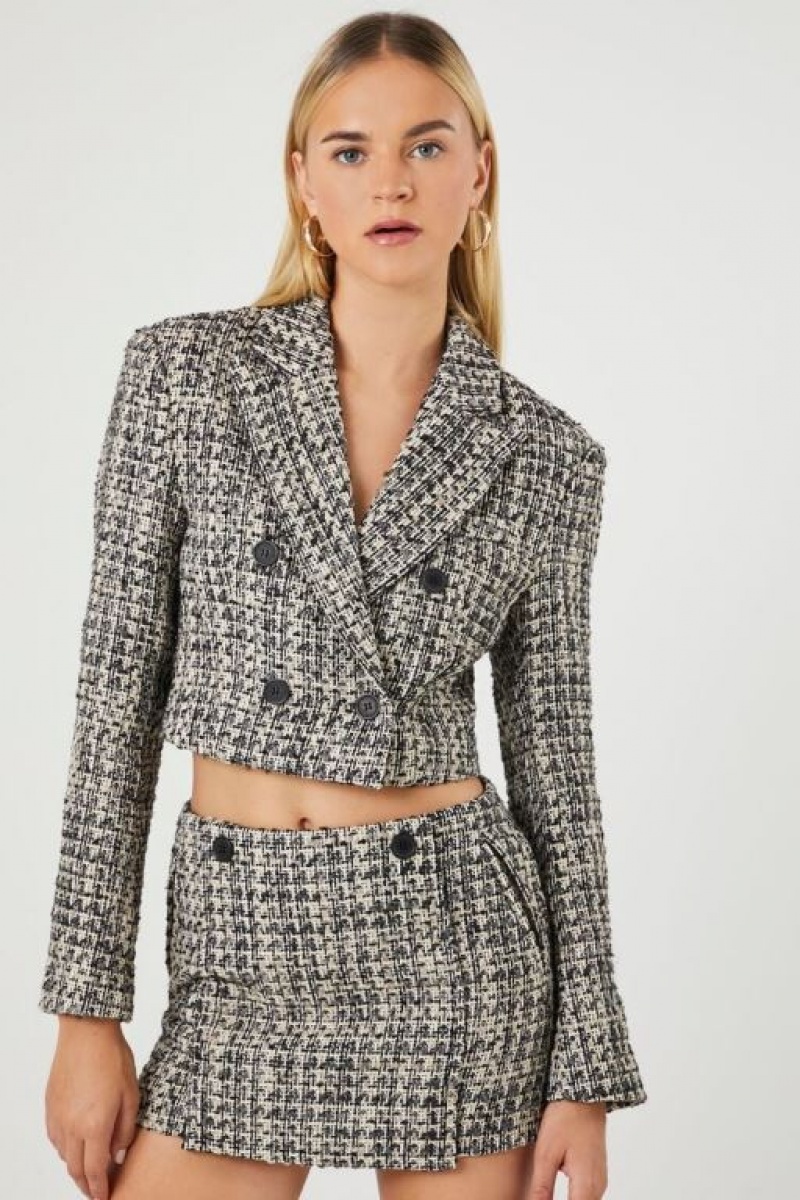 Blazer Forever 21 Cropped Double Breasted Tweed Mujer Negras Multicolor | t5BJPWn8jOd