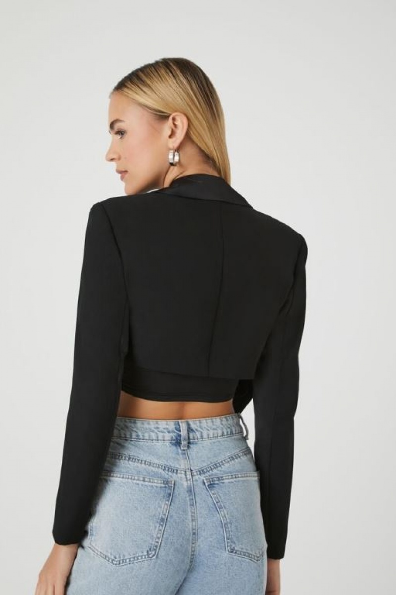 Blazer Forever 21 Cropped High Low Mujer Negras | rqlYRnxiVUl