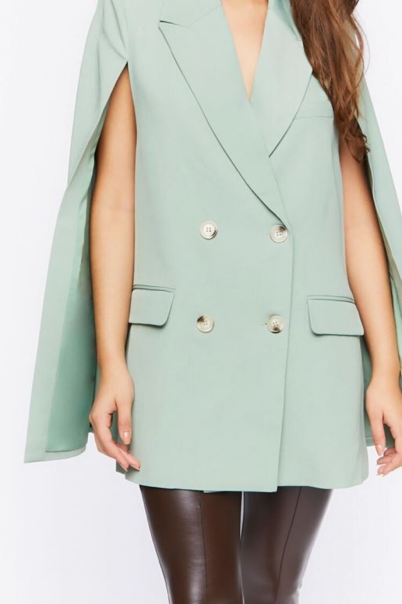 Blazer Forever 21 Double Breasted Cloak Mujer Verde Oliva | WSDT1jehOzk