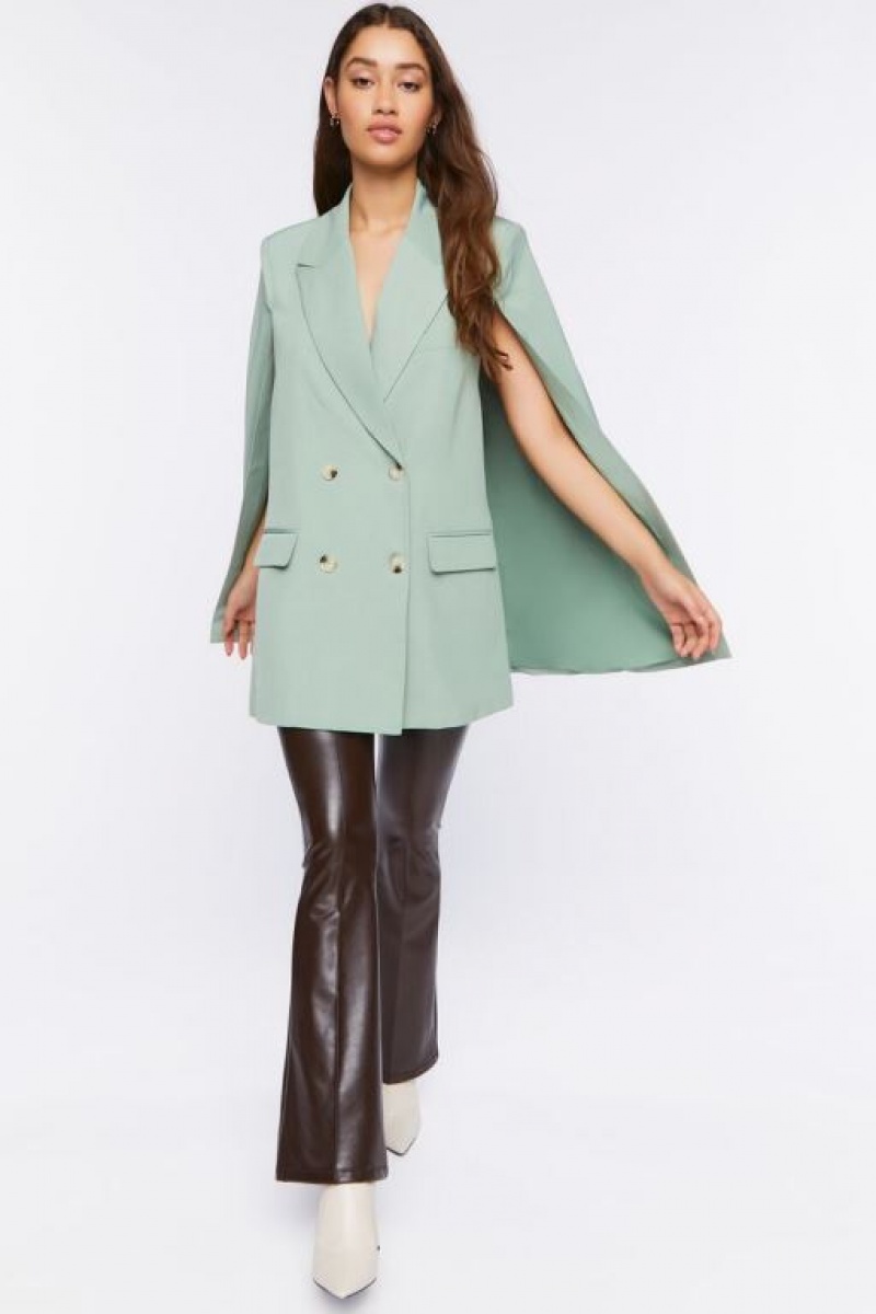 Blazer Forever 21 Double Breasted Cloak Mujer Verde Oliva | WSDT1jehOzk