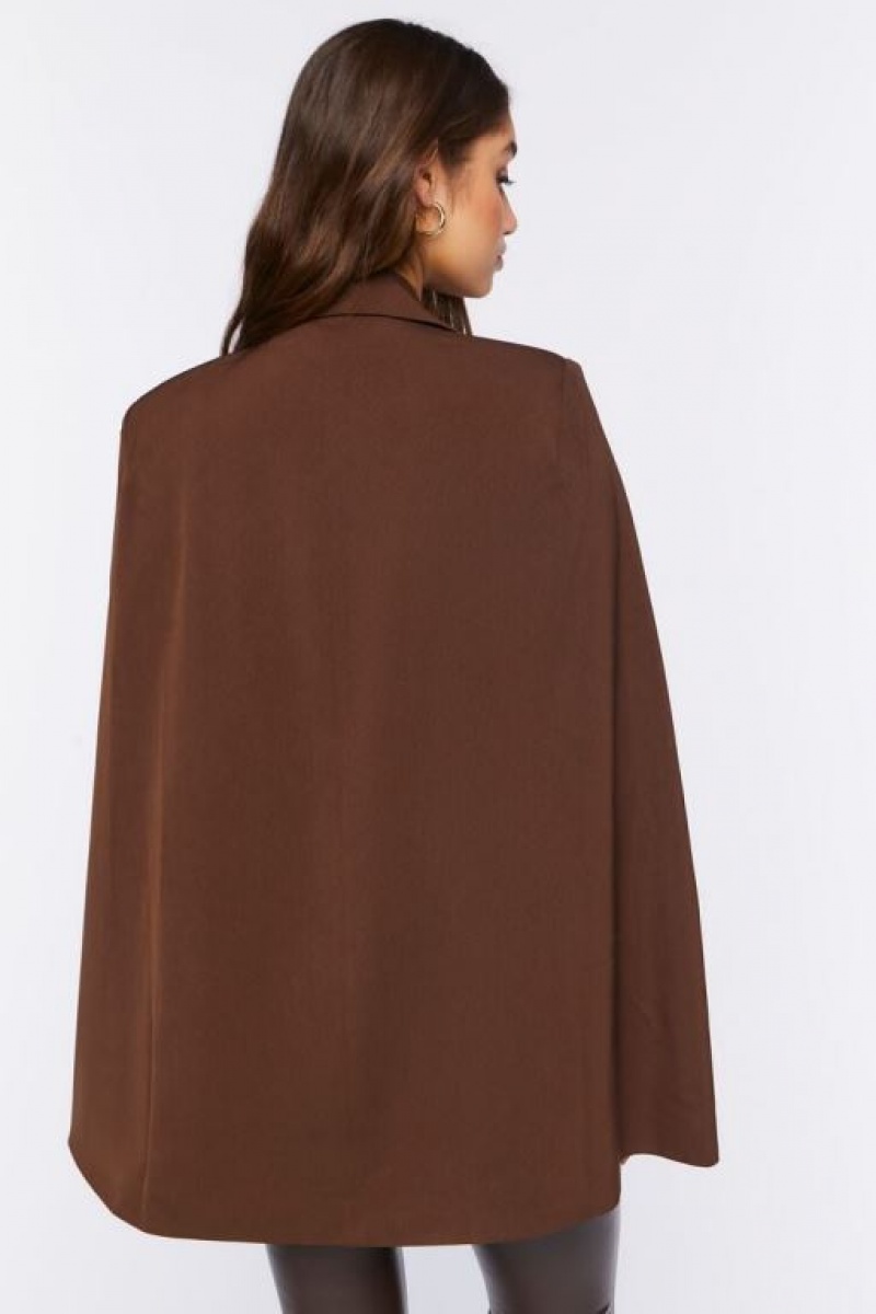 Blazer Forever 21 Double Breasted Cloak Mujer Chocolate | v1FTUWOYK6y