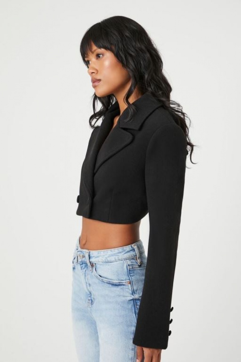 Blazer Forever 21 Double Breasted Cutout Cropped Mujer Negras | F4PcAUext1l