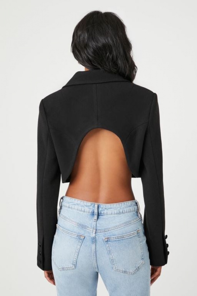 Blazer Forever 21 Double Breasted Cutout Cropped Mujer Negras | F4PcAUext1l