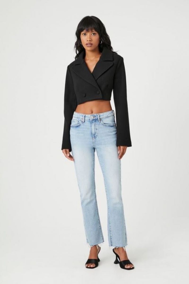 Blazer Forever 21 Double Breasted Cutout Cropped Mujer Negras | F4PcAUext1l