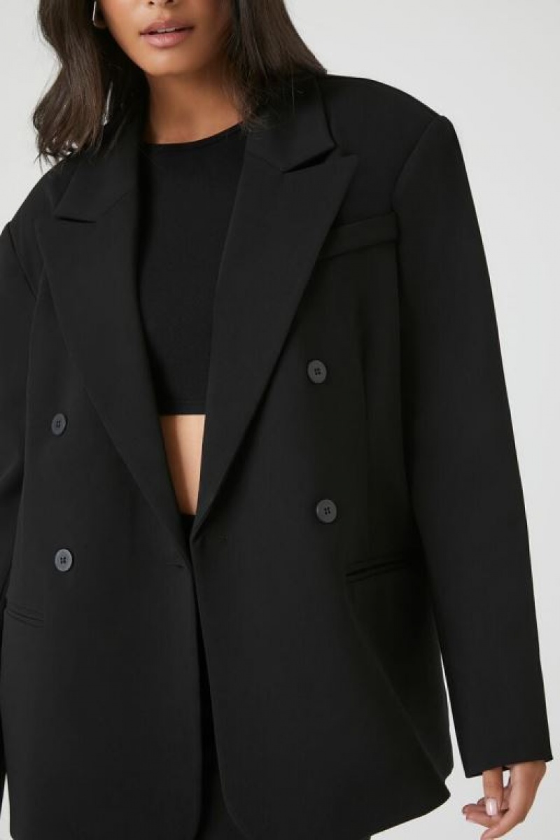 Blazer Forever 21 Double Breasted Mujer Negras | yTQ39ln9LZx