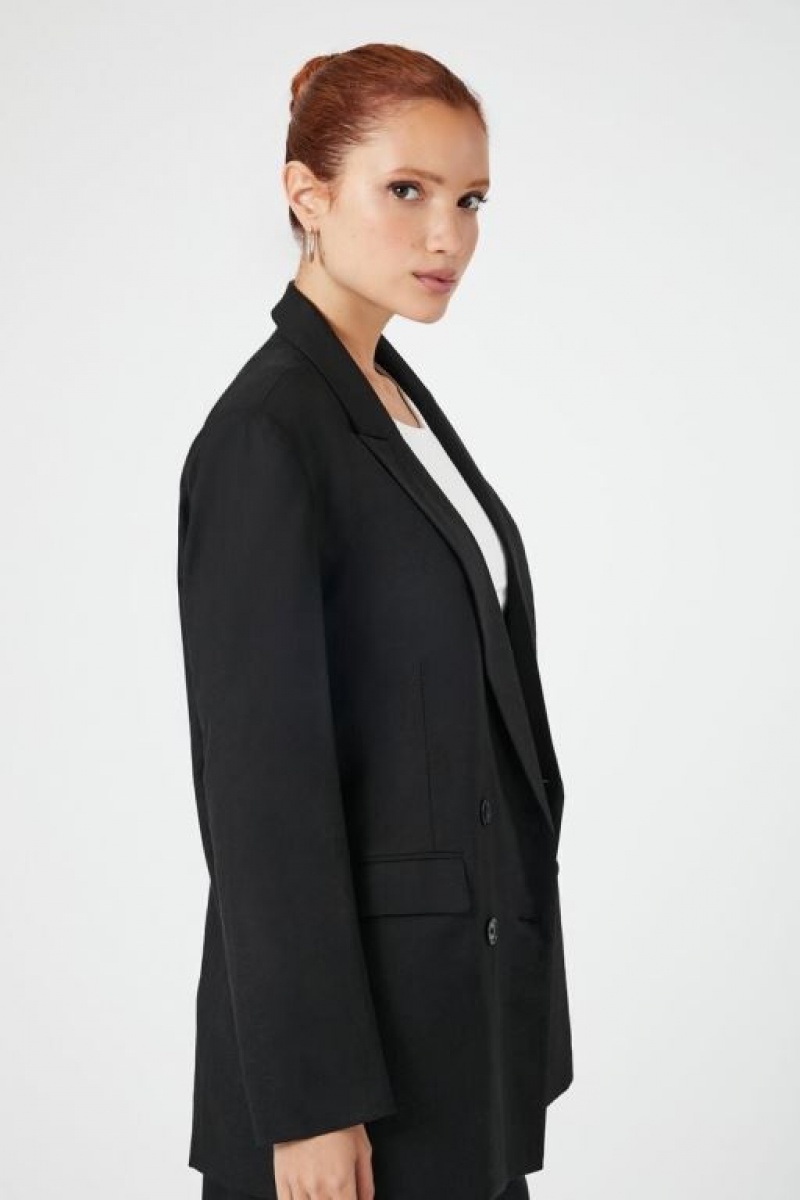 Blazer Forever 21 Double Breasted Notched Mujer Negras | Iq4BNVUhX9v