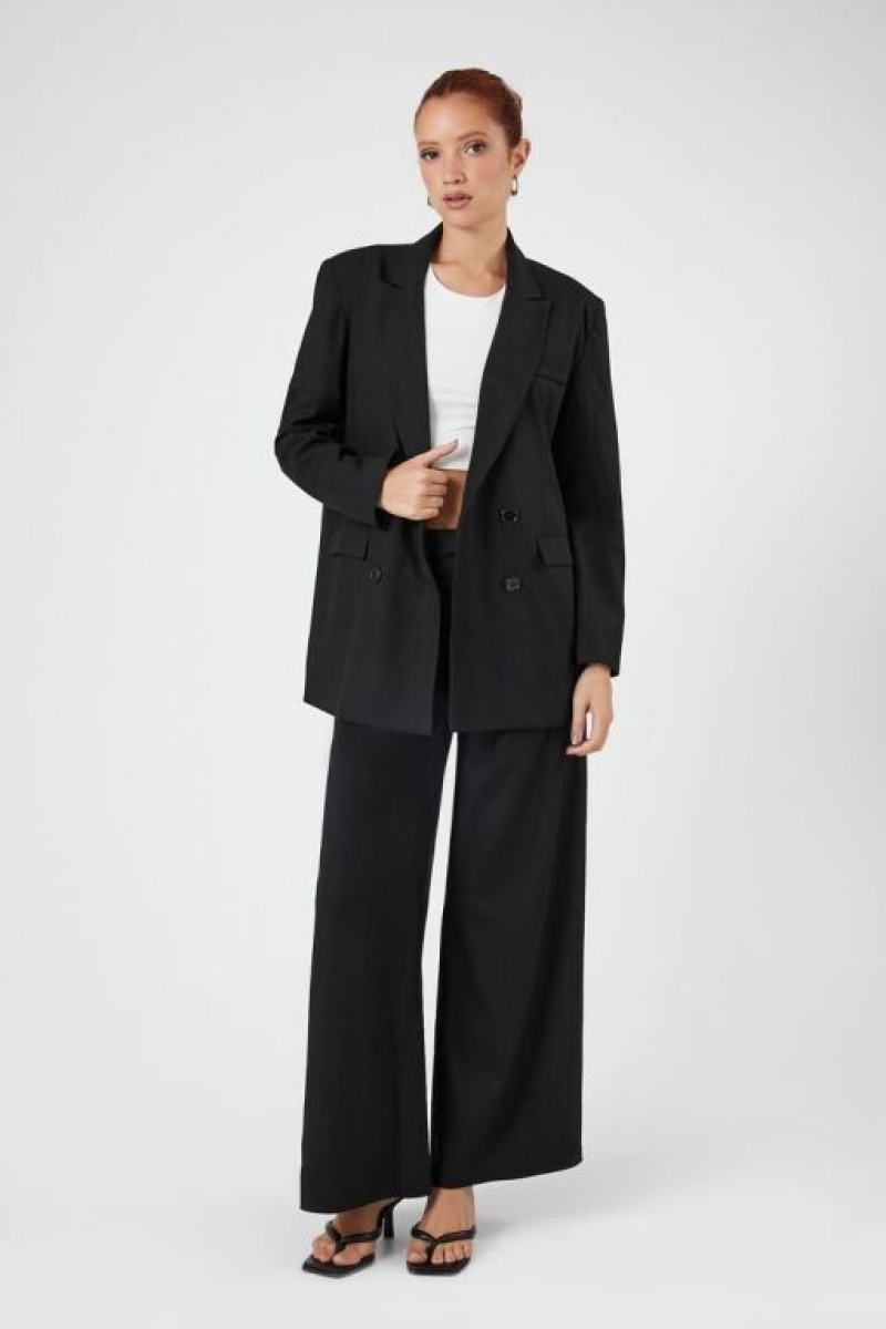 Blazer Forever 21 Double Breasted Notched Mujer Negras | Iq4BNVUhX9v