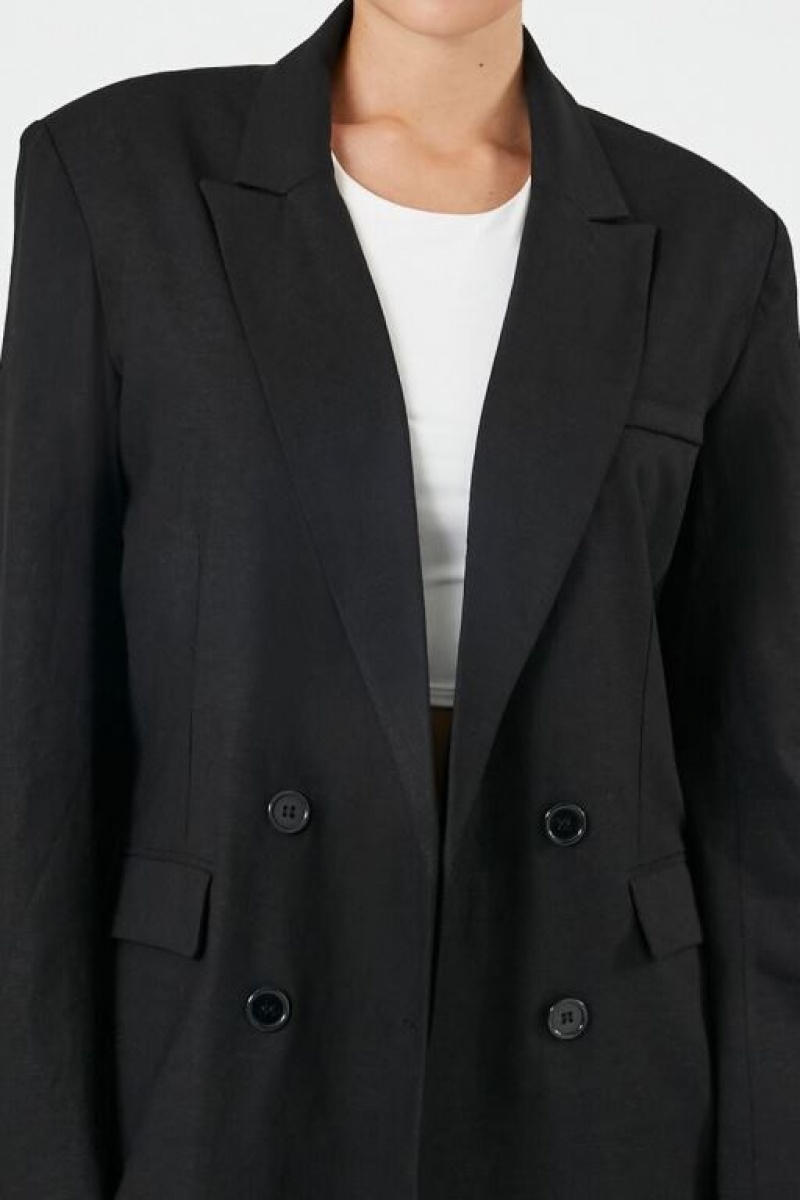 Blazer Forever 21 Double Breasted Notched Mujer Negras | Iq4BNVUhX9v