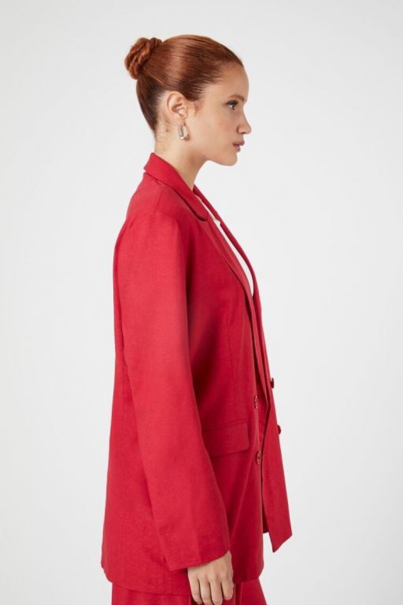 Blazer Forever 21 Double Breasted Notched Mujer Currant | ZaeSIpULuz4