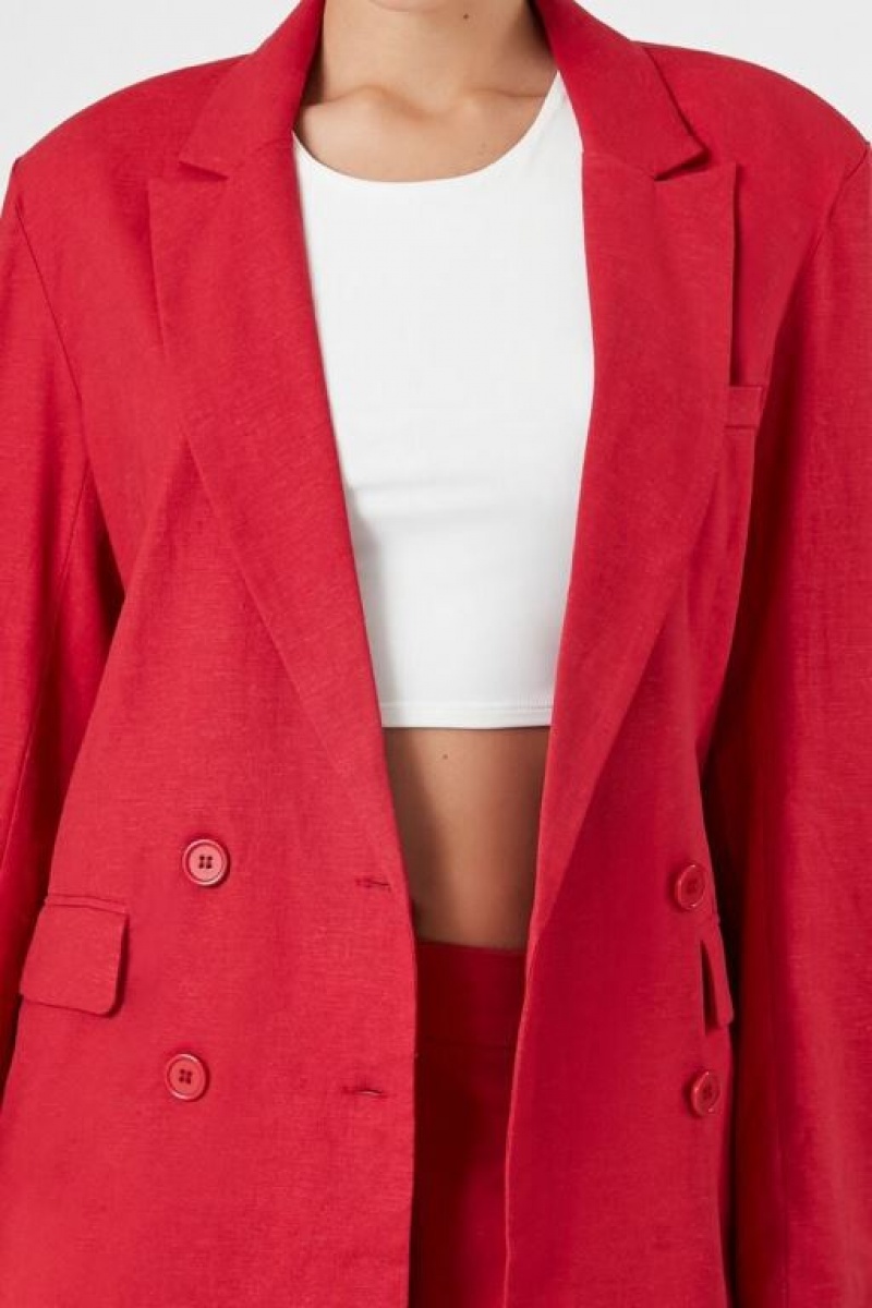 Blazer Forever 21 Double Breasted Notched Mujer Currant | ZaeSIpULuz4