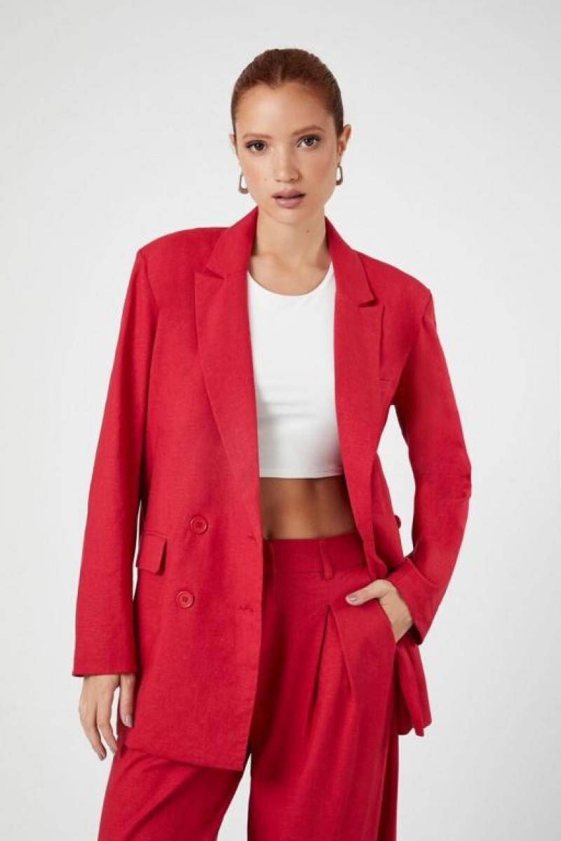 Blazer Forever 21 Double Breasted Notched Mujer Currant | ZaeSIpULuz4