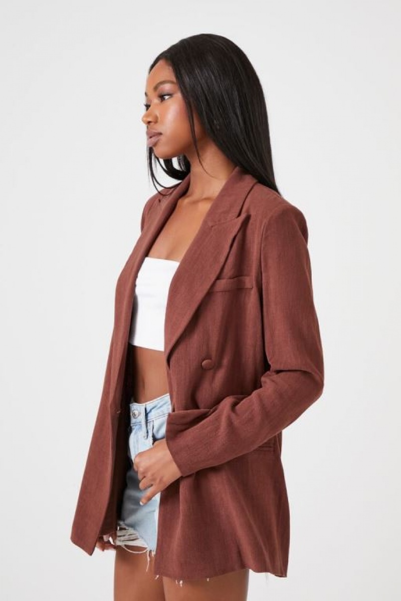 Blazer Forever 21 Double Breasted Notched Mujer Almond | vYt4YX0Kvrj