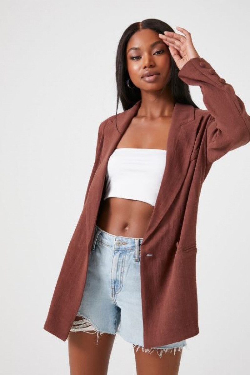 Blazer Forever 21 Double Breasted Notched Mujer Almond | vYt4YX0Kvrj