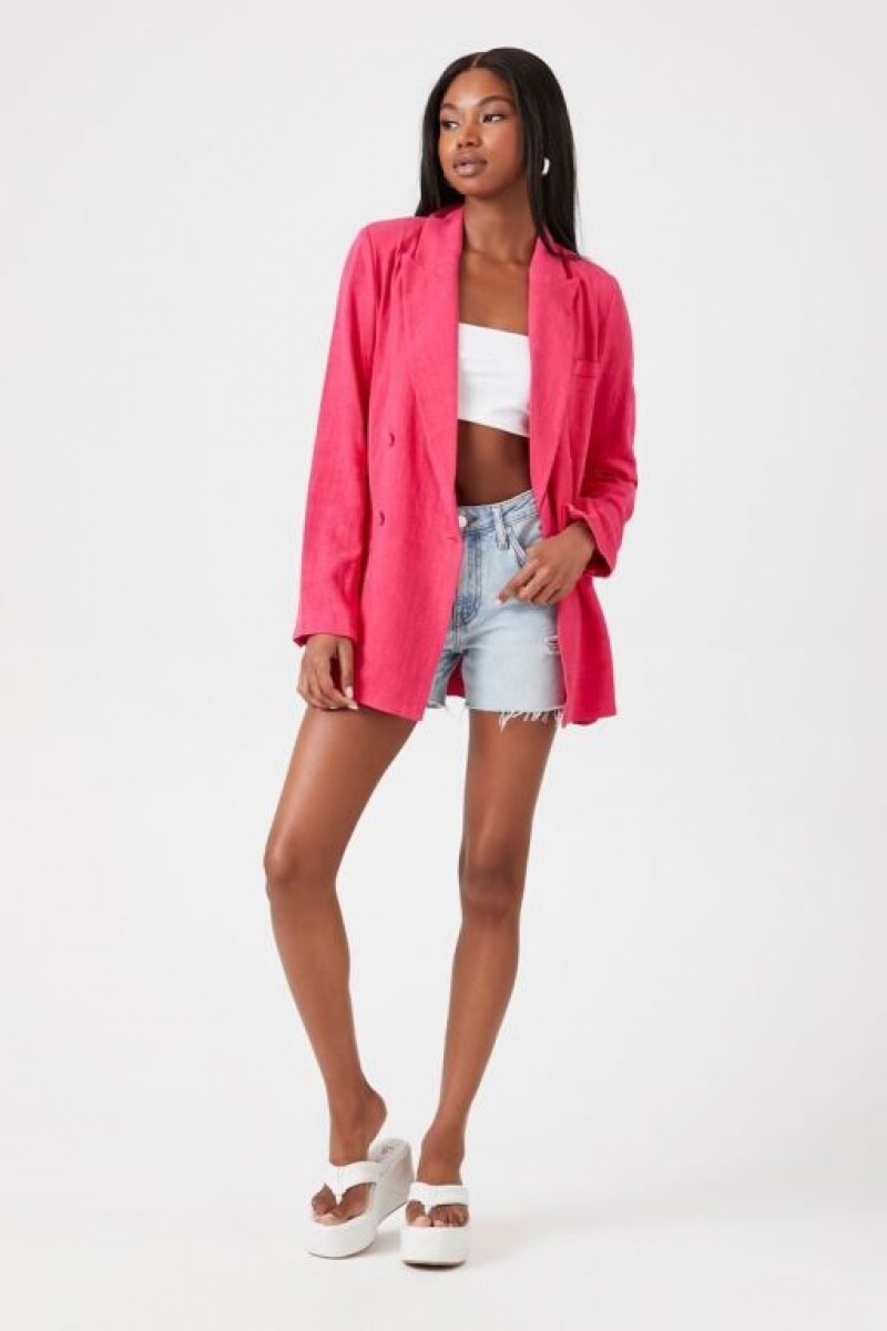 Blazer Forever 21 Double Breasted Notched Mujer Rosas | YF4VVVNnN9c