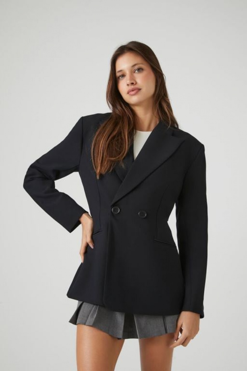 Blazer Forever 21 Double Breasted Peak Lapel Mujer Negras | aApyOw1TwoF