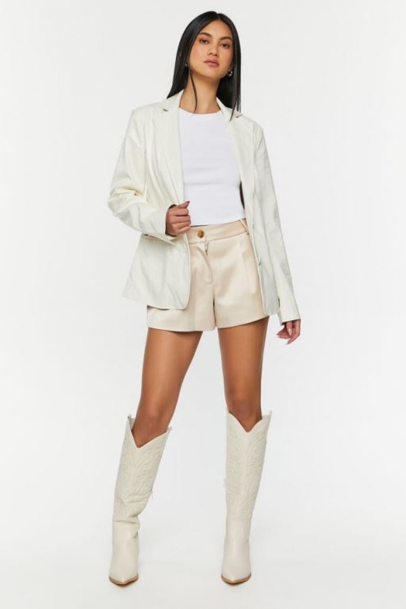 Blazer Forever 21 Faux Croc Cuero Mujer Blancas | tcu5DiHHJxu