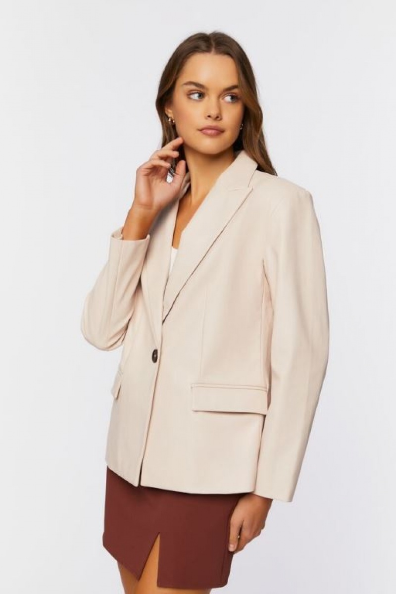 Blazer Forever 21 Faux Cuero Mujer Marrones | hNEyTHhxhpe