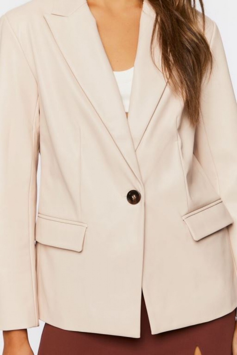 Blazer Forever 21 Faux Cuero Mujer Marrones | hNEyTHhxhpe