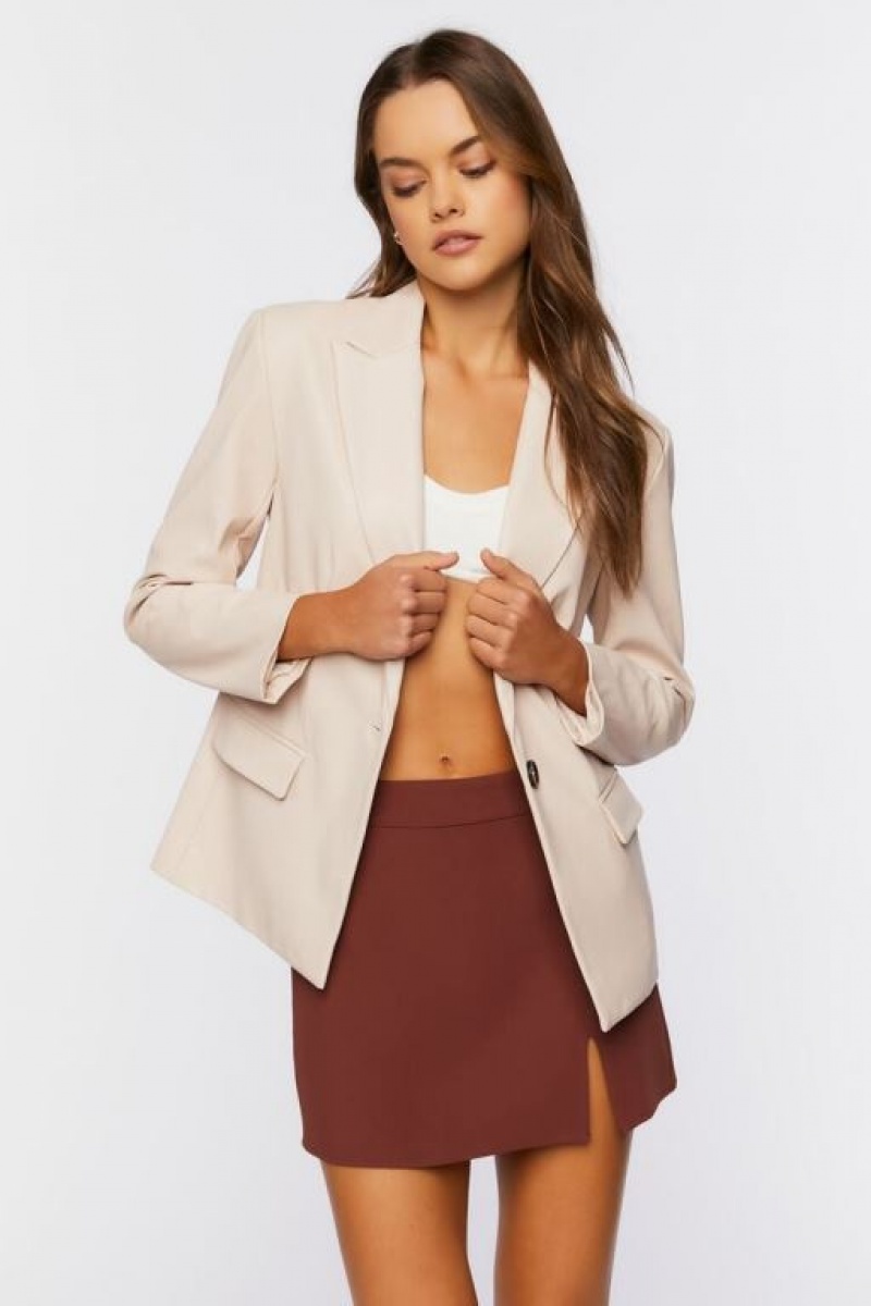 Blazer Forever 21 Faux Cuero Mujer Marrones | hNEyTHhxhpe