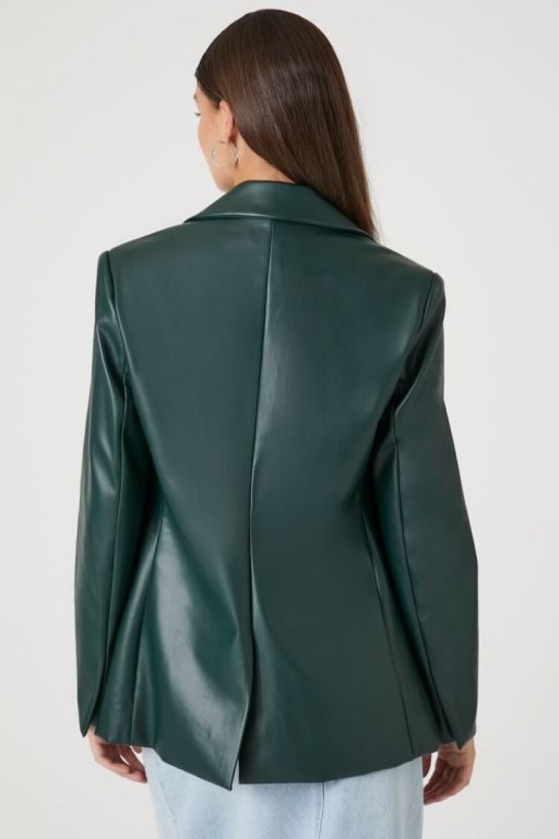 Blazer Forever 21 Faux Cuero Mujer Verde | zCWz5MF8KPw