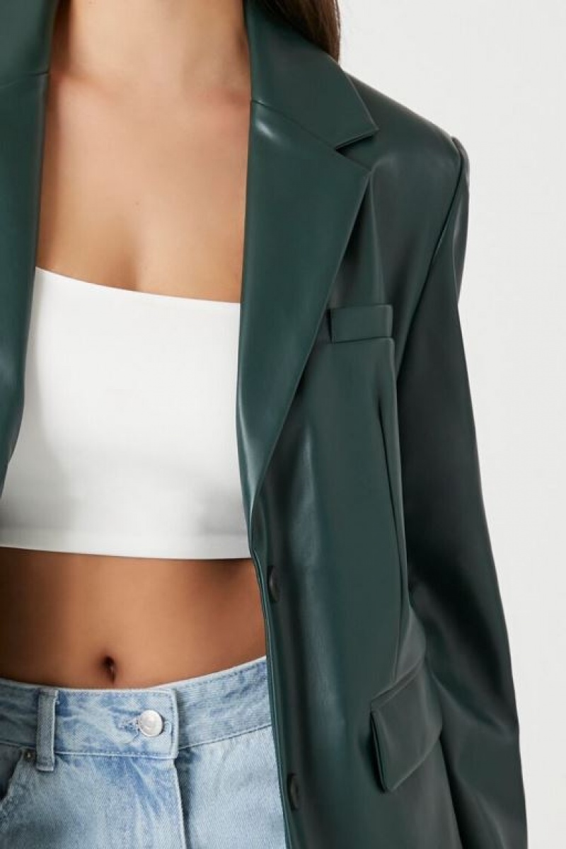 Blazer Forever 21 Faux Cuero Mujer Verde | zCWz5MF8KPw