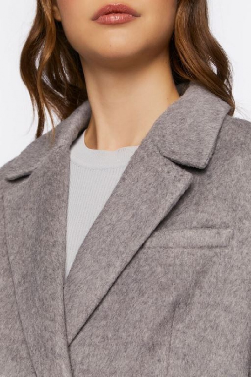 Blazer Forever 21 Faux Lana Double Breasted Mujer Gris | lYdPAau03LL