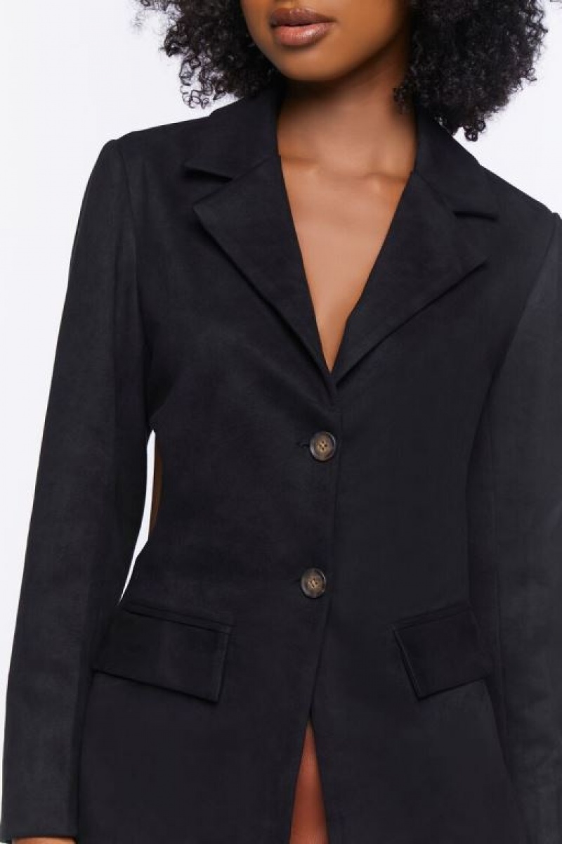 Blazer Forever 21 Faux Suede Cutout Mujer Negras | A3D4rXDbNaF