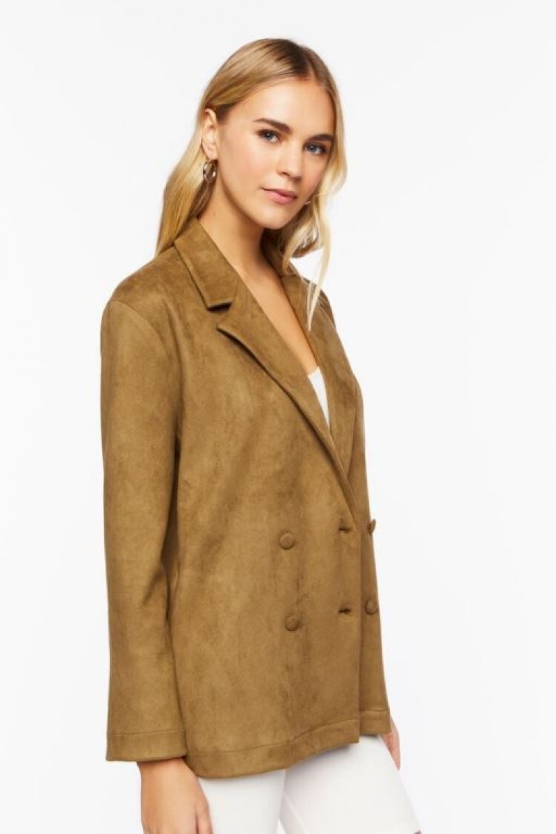 Blazer Forever 21 Faux Suede Notched Mujer Verde Oliva | KTcWYtMrmrI