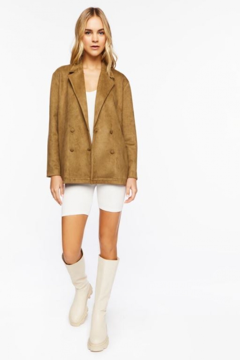 Blazer Forever 21 Faux Suede Notched Mujer Verde Oliva | KTcWYtMrmrI