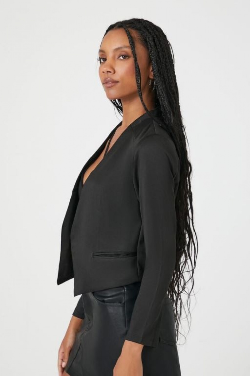 Blazer Forever 21 Lattice Zip Up Cropped Mujer Negras | xIbsMd0SEhK