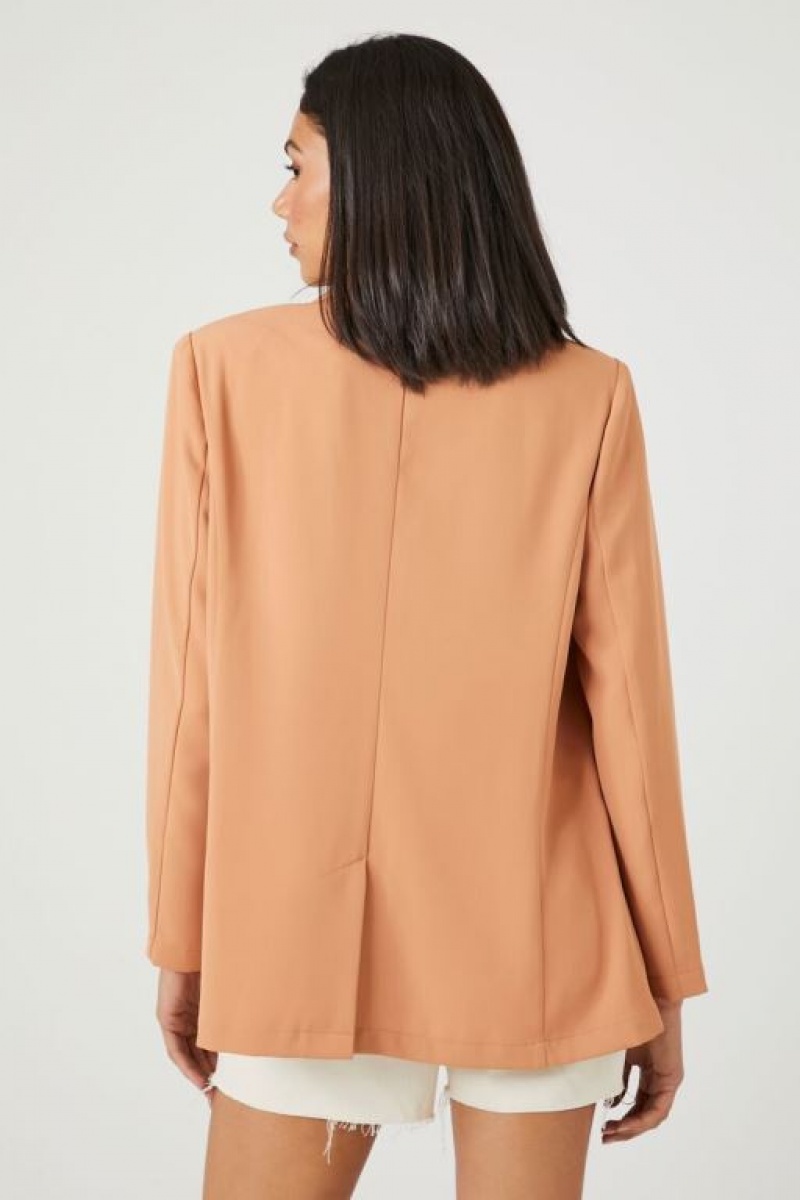 Blazer Forever 21 Longline Double Breasted Mujer Toasted Almond | KpDNwRHtlB1