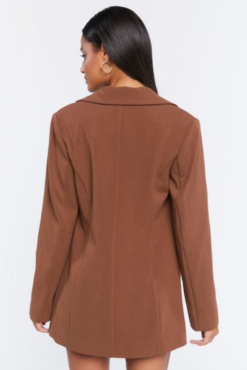 Blazer Forever 21 Notched Buttoned Mujer Cocoa | k6CDVzHL6Bz