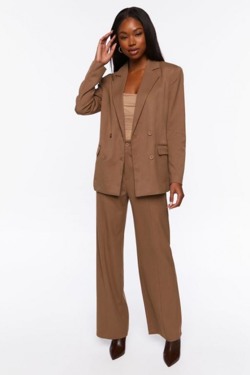 Blazer Forever 21 Notched Double Breasted Mujer Carob | jTBUx02vmoy