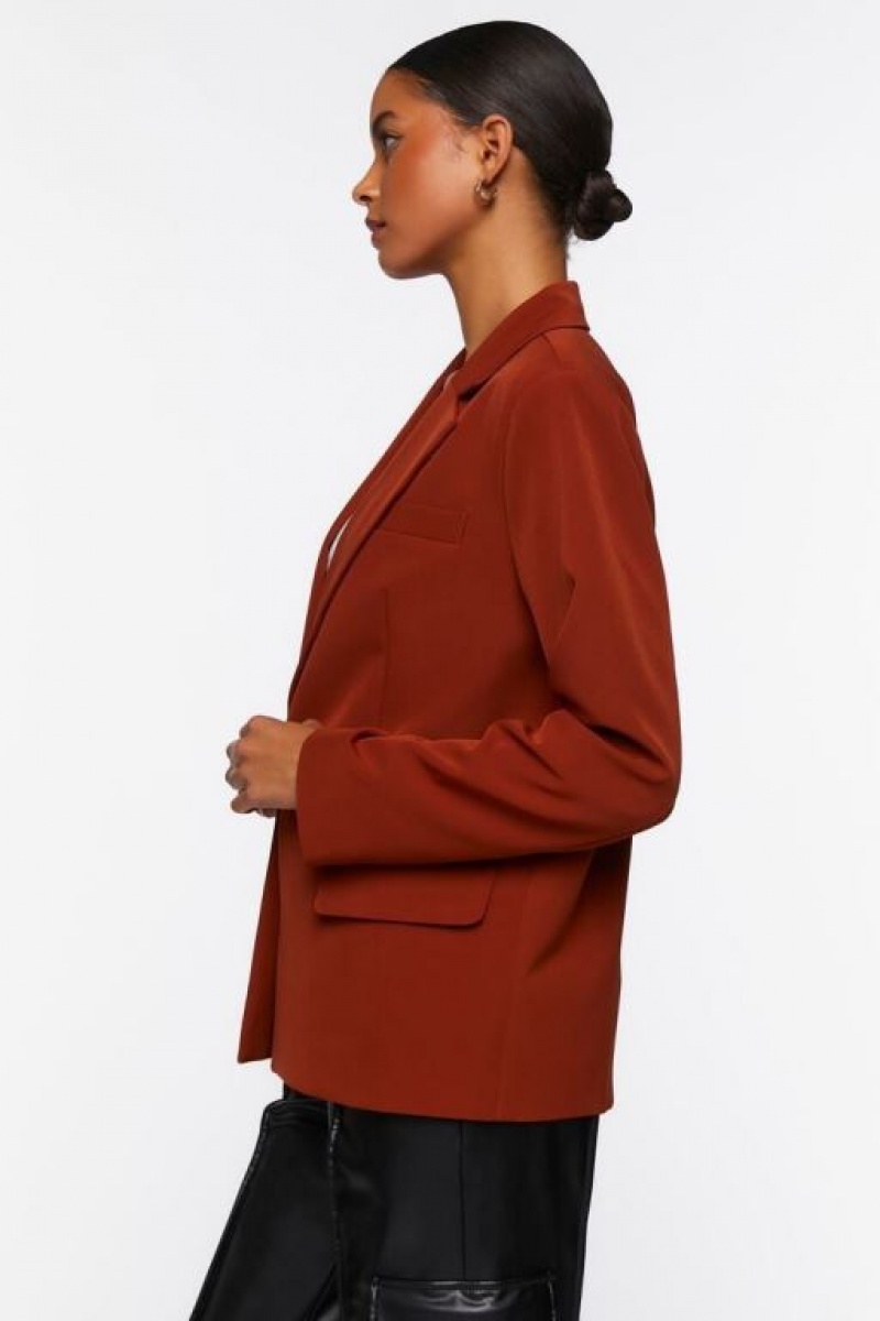 Blazer Forever 21 Notched Lapel Single Breasted Mujer Marrones | XQrMdKckcQt