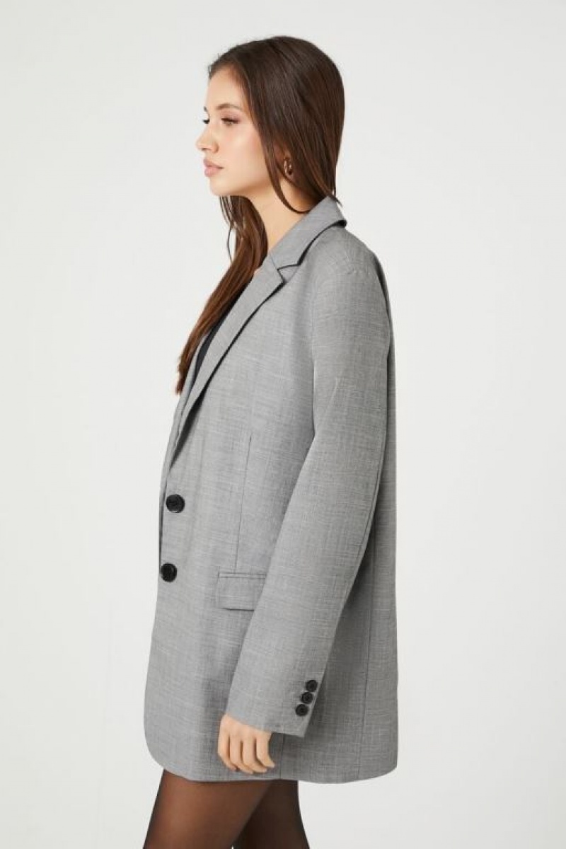 Blazer Forever 21 Notched Single Breasted Mujer Gris | qf7ltBXZMsK