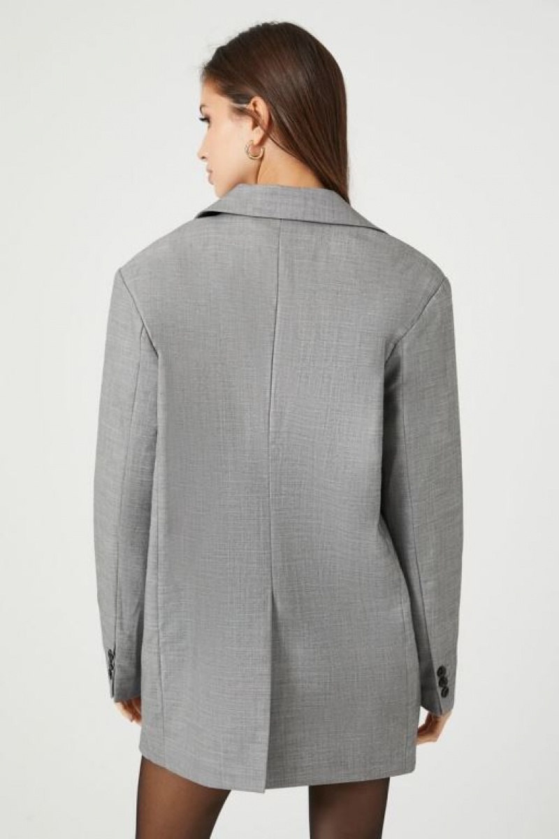 Blazer Forever 21 Notched Single Breasted Mujer Gris | qf7ltBXZMsK