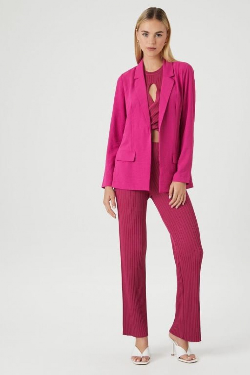 Blazer Forever 21 Open Front Mujer Rosas | dBj64u5fzzD