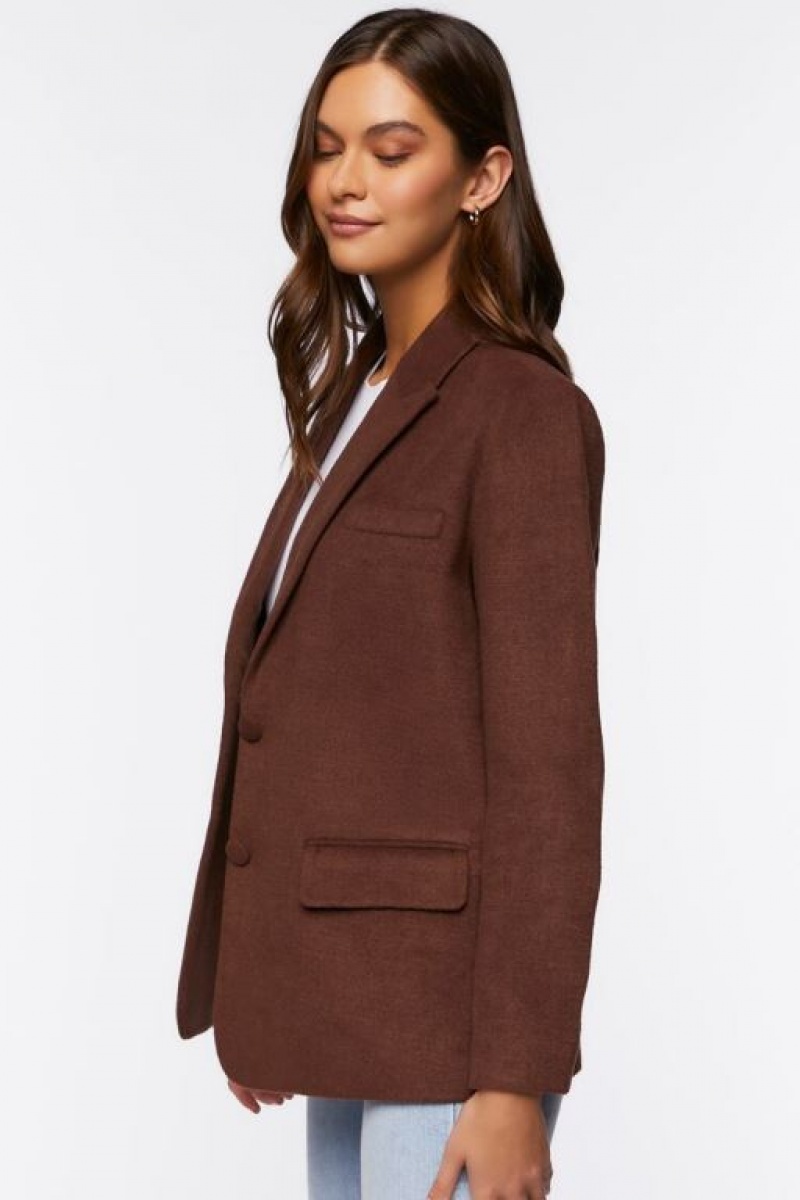 Blazer Forever 21 Peak Lapel Mujer Marrones | giGqVttmAOl