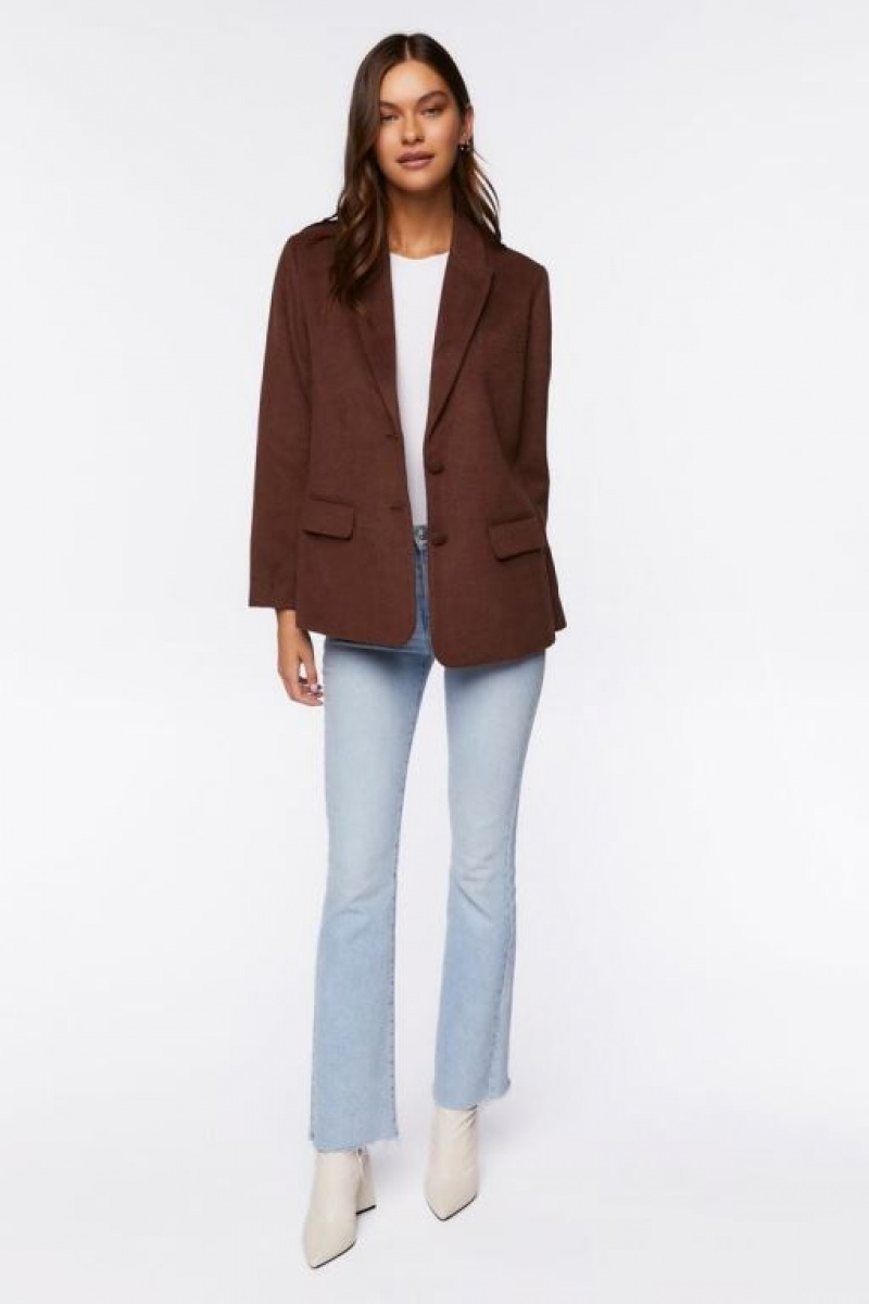 Blazer Forever 21 Peak Lapel Mujer Marrones | giGqVttmAOl