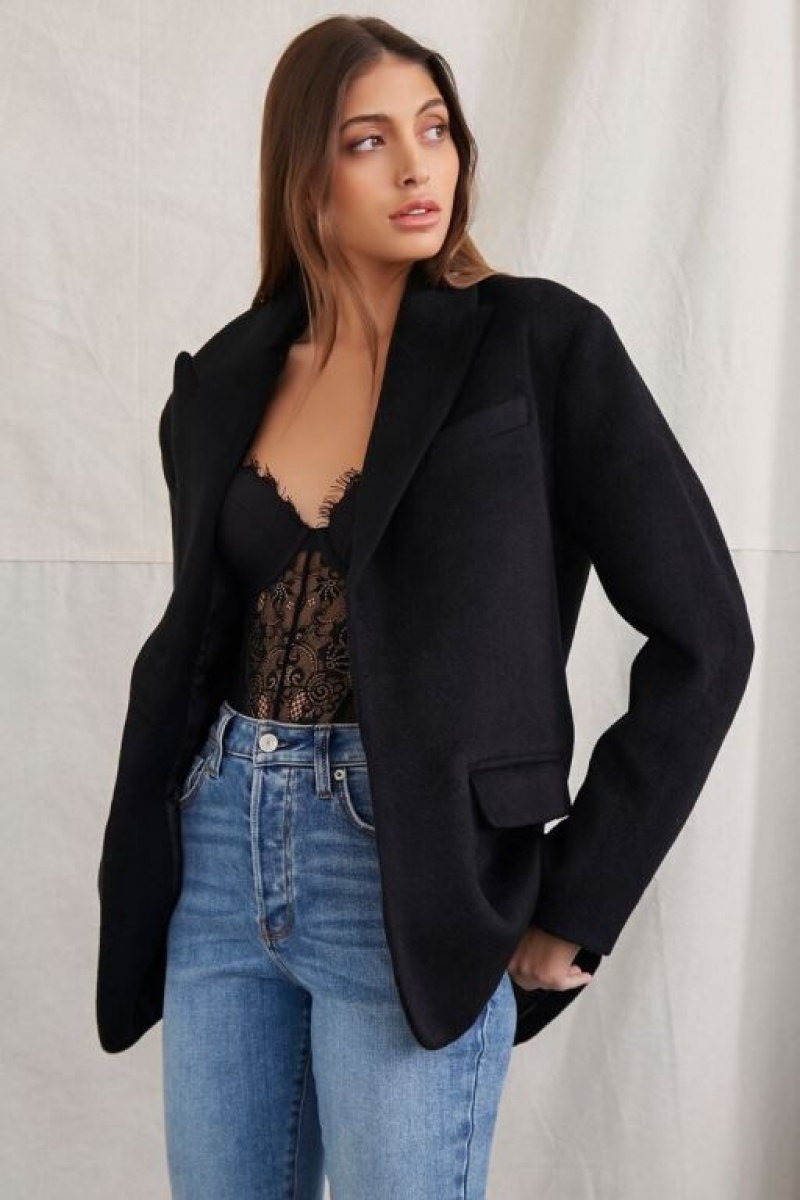 Blazer Forever 21 Peak Lapel Mujer Negras | w8Yljk8sMwd