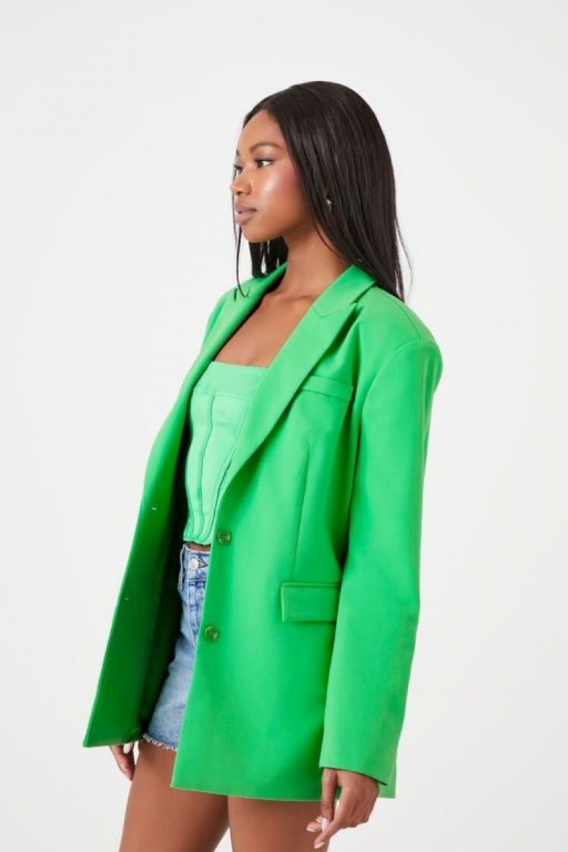 Blazer Forever 21 Peak Lapel Single Breasted Mujer Verde | COKPVXFJ4Fp