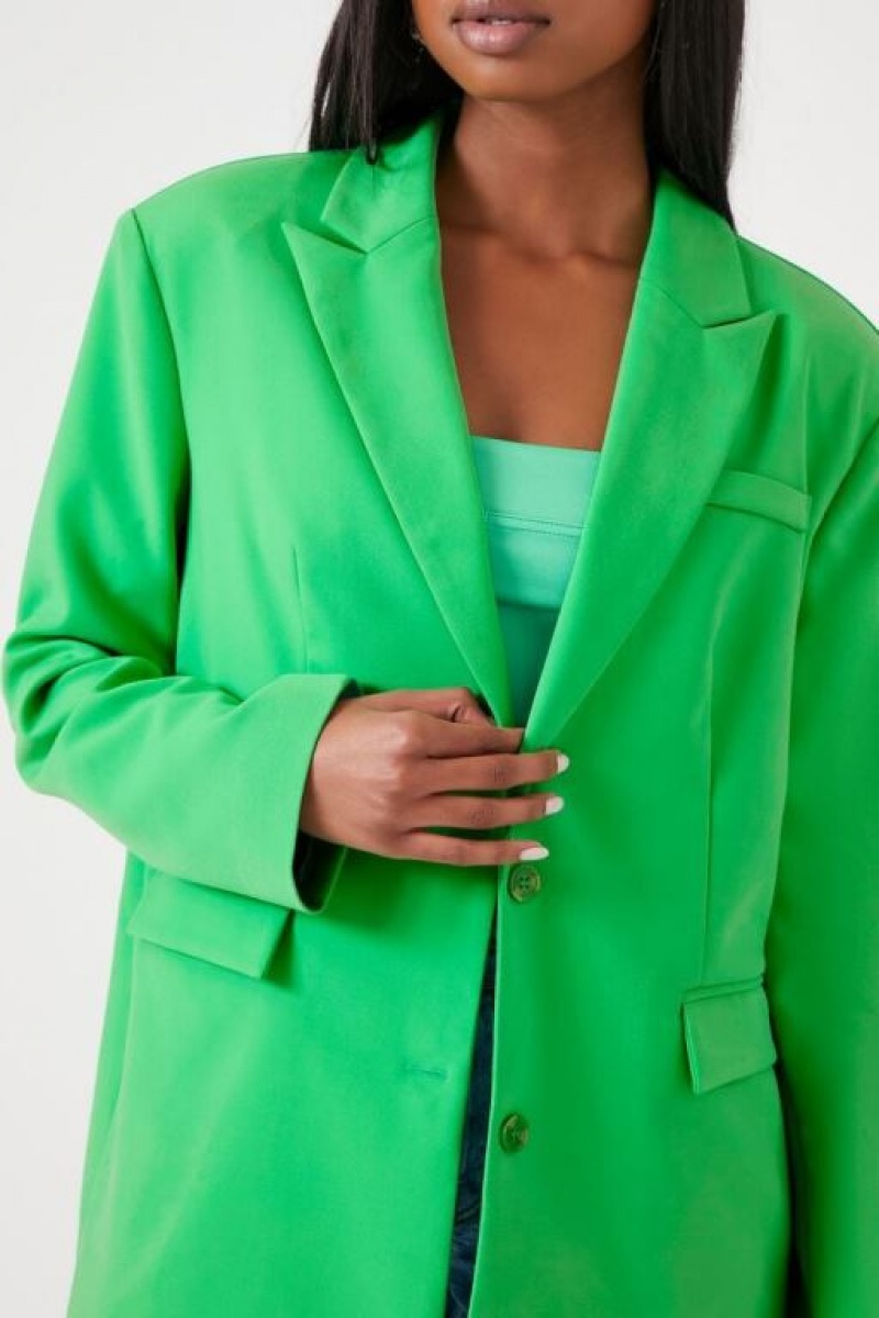 Blazer Forever 21 Peak Lapel Single Breasted Mujer Verde | COKPVXFJ4Fp