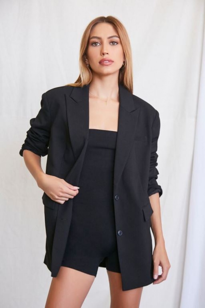 Blazer Forever 21 Peak Lapel Single Breasted Mujer Negras | 9KZ9D5loylM