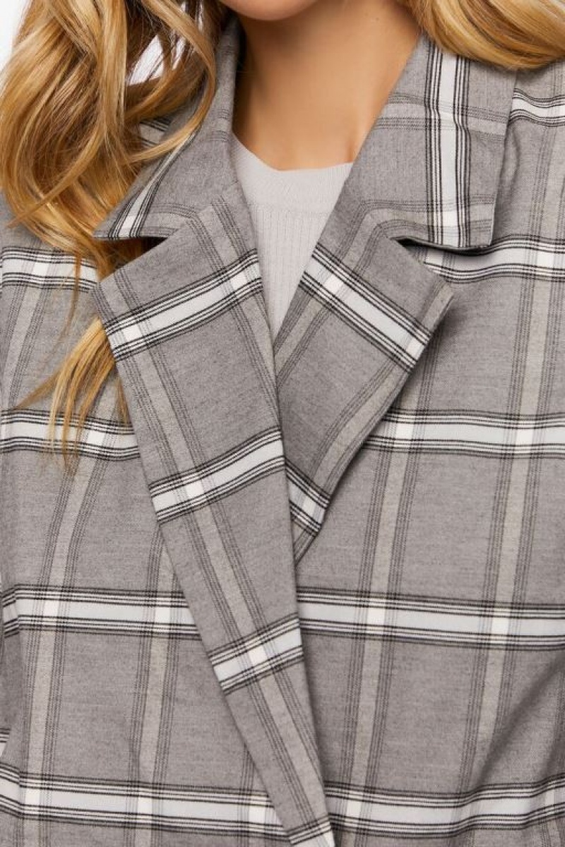 Blazer Forever 21 Plaid Double Breasted Mujer Gris Multicolor | IWKD2PQqtHr